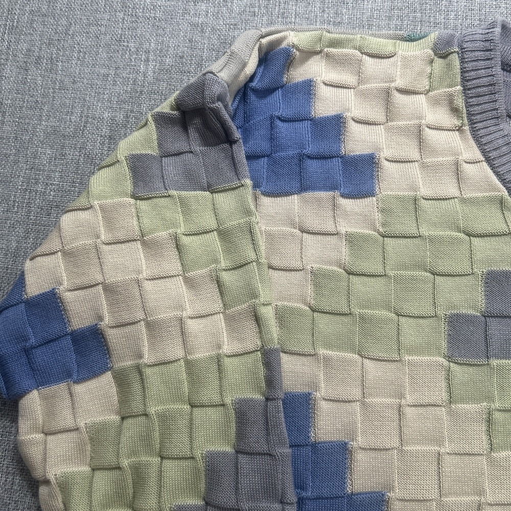Vtg Tundra Canada Sweater M Geometric 3D Knit Multicolor Mens Cosby Hip Hop - Picture 4 of 9